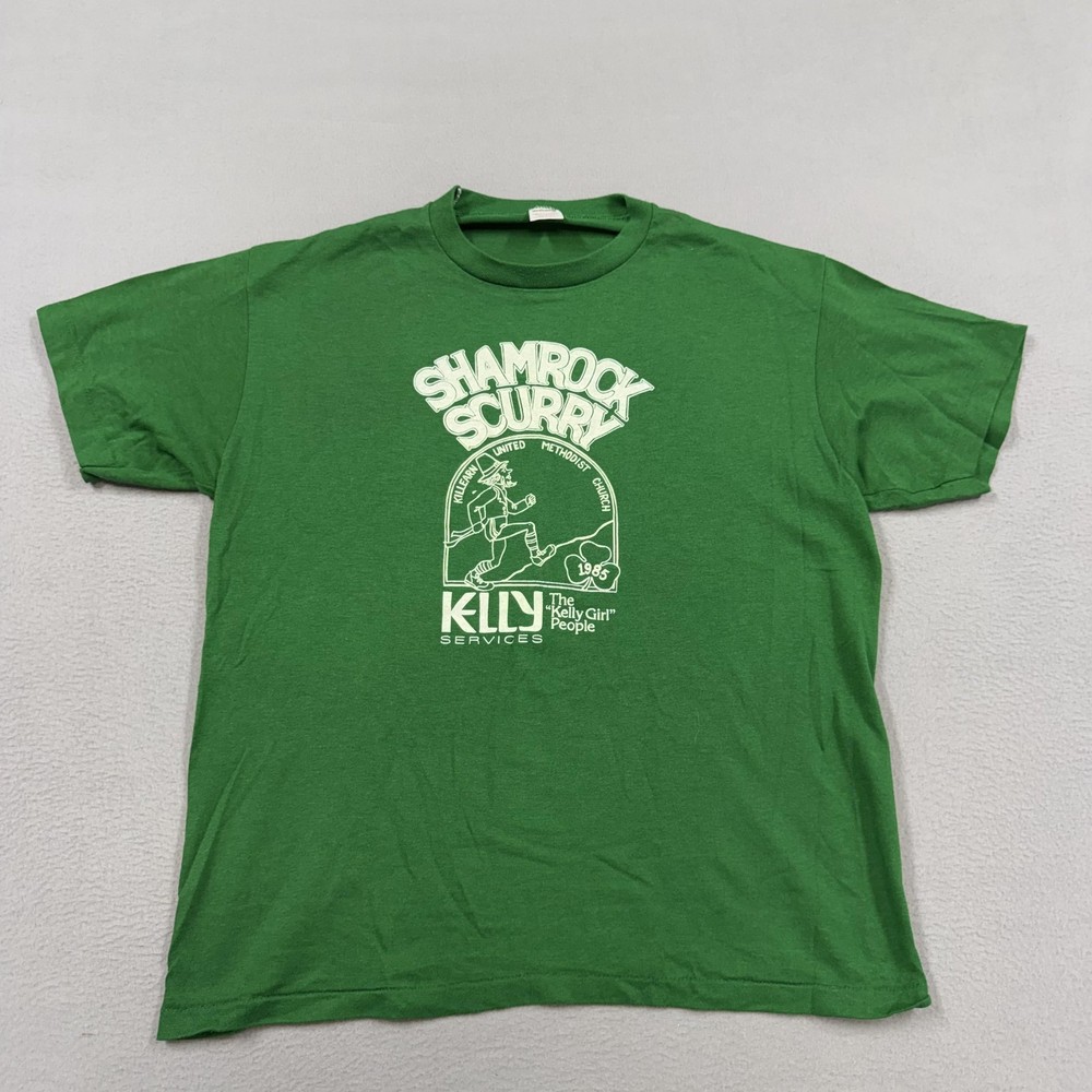 Vintage Sportswear Shirt Mens Large Green Shamrock Scurry Kelly Race 1985 80s