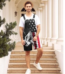Men’s Outfits 4th of July Adjustable Strap Rompers Usa Eagle American Overall…