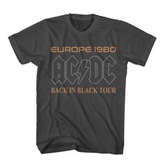ACDC Music New T-Shirt Black is Back Europe 1980 Tour Angus Young Rock N Roll