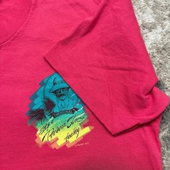 Vintage Panama Jack Shirt Mens Large 90s Single Stitch Pink Beach Art USA Made