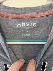Orvis Shirt Mens Medium Gray Fly Fishing American Flag Graphic Tee Outdoors