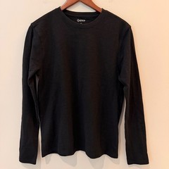 Quince Long Sleeve T Shirt 100% Organic Cotton Slub Basic Trip Black Small NWOT