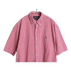 Ralph Lauren Mens Check Short Sleeve Button-Down Shirt L Old Polo Oxford Japan