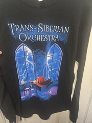 2017 Trans-Siberian Gildan Black Tee with Blue and Red Graphic Sz L