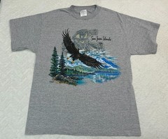 Vintage 1990s San Juan Islands Washington State Bald Eagle Nature T-Shirt, L NEW