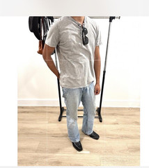 Lucky Brand Men’s Gray Solid Henley T-Shirt Short Sleeve Size L Regular