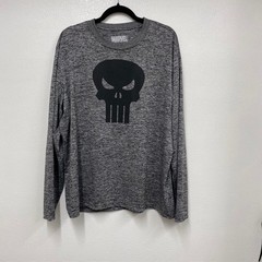 Marvel Punisher Skull Long Sleeve Performance Shirt Gray Heather Mens XL