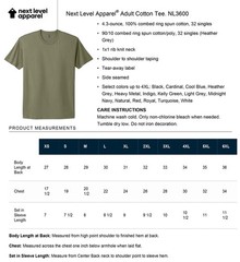 Next Level Apparel Unisex Super Soft Premium Plain T-Shirt 3600