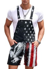 Men’s Outfits 4th of July Adjustable Strap Rompers Usa Eagle American Overall…