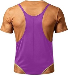 Funny 6 Pack Abs Shirt Purple Mankini Illusion Graphic Tee Prank Gag Gift Unisex