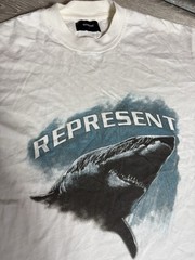 Represent Shark Graphic Flat White Tee Men Size L Large Rare