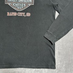 Vintage Harley Davidson Shirt Large Black Wolves Flames Y2K Rapid City