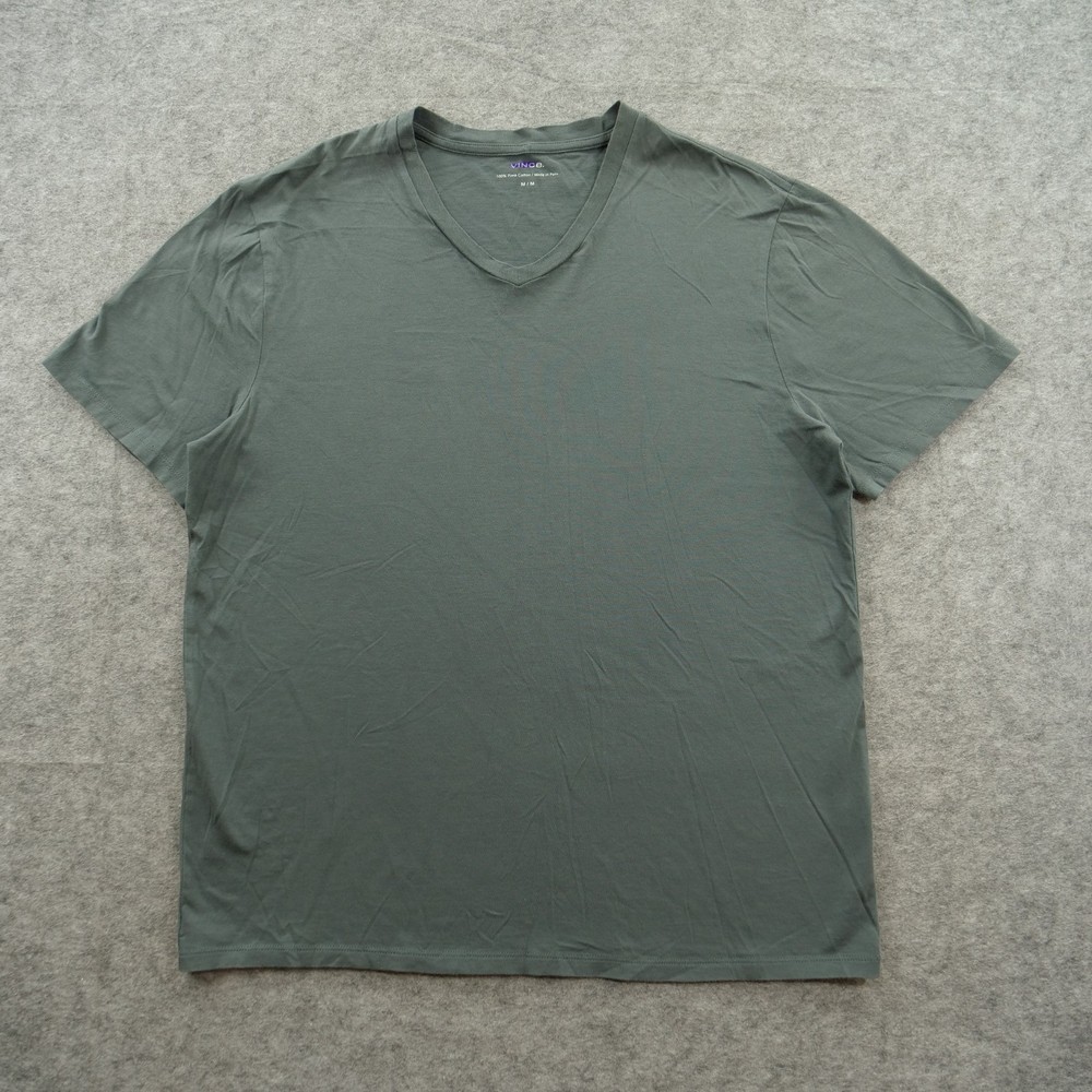 Vince Shirt Mens Medium Gray V Neck Short Sleeve Pima Cotton Casual