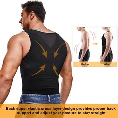 Men Chest Compression Shirt Body Shaper Posture Correct Vest Tummy Control Tops