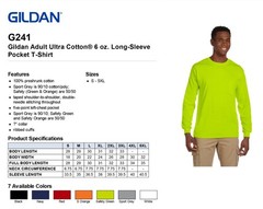 Gildan Mens Long Sleeve Pocket T-Shirt Ultra Heavy Cotton 6 oz S-XL R-G241