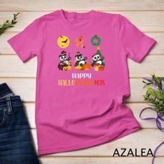 Panda Halloween And Merry Christmas Happy Hallothanksmas T-Shirt Unisex T-shirt