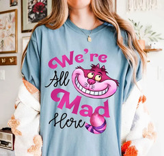 Alice In Wonderland Shirt, We’re All Mad Here Tee, Watercolor Cheshire Cat