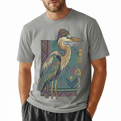 Hipster Heron Bird T-Shirt Beanie Hat Geometric Abstract Art Nature Gift