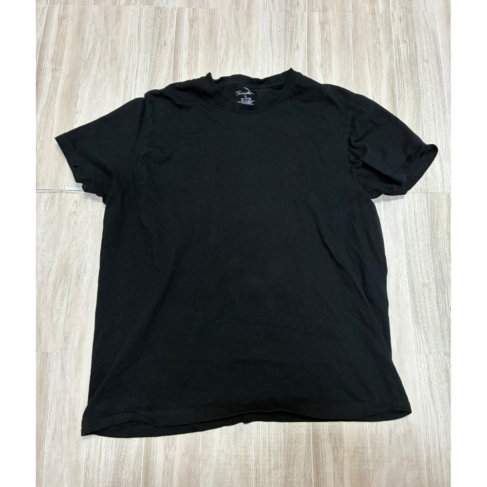 Sada Mens Short Sleeve T-Shirt Black 100% Cotton Crew Neck Size Large