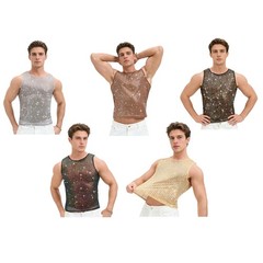 Mens Vest Show T-Shirts Jazz Undershirt Adult Tops Carnivals Tank Soft Outfits