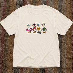 Graphic Tee with Summer Colorful Duck White T-Shirt
