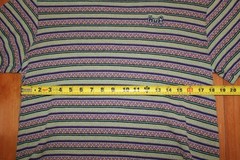 Huf Woven Stripe T-Shirt Mens Crew Neck Pullover Size MEDIUM Geometric Designs