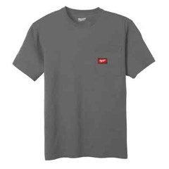 Milwaukee Men’s Large Gray GRIDIRON Cotton/Polyester Short-Sleeve Pocket T-Shirt