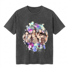 BTS Watercolor T-Shirt, BTS K-Pop Fan Apparel, Colorful Drip Illustration Tee