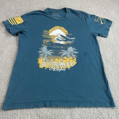 Grunt Style Shirt Mens Large Teal Fly Atomic Airlines Graphic Short Sleeve Tee