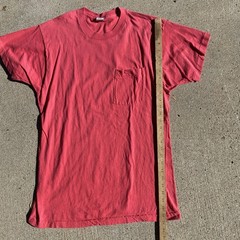 Vintage 80s 90s BVD Pocket Tee SHirt XL Pink/Salmon Selvedge Blank Single Stitch