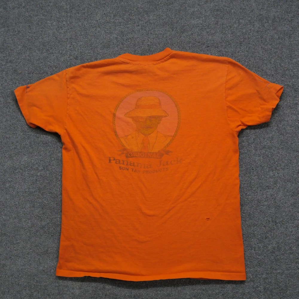 Vintage Panama Jack T Shirt Mens XL Orange Single Stitch 80s