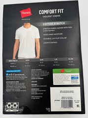 Hanes Premium Mens Crew T-Shirts Size L White Comfort Fit 3-Pack NWT