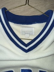 Supreme Velour Arched Embroidered Logo V Neck Baseball Top Size L, nice!!