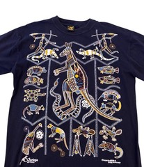 Vintage Aboriginal art cop painting t shirt all over print Churinga designs XL