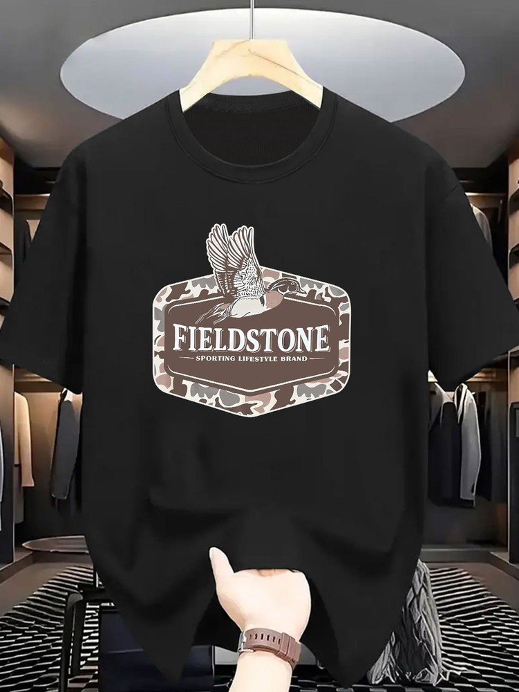 [Summer Fashion Crew Neck Tee] Summer Fashion 1pc Fieldstone Men’s Casual Crew