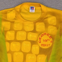 Vintage Russell Athletic T-Shirt Adult Medium Yellow Corn George’s 10th Roast