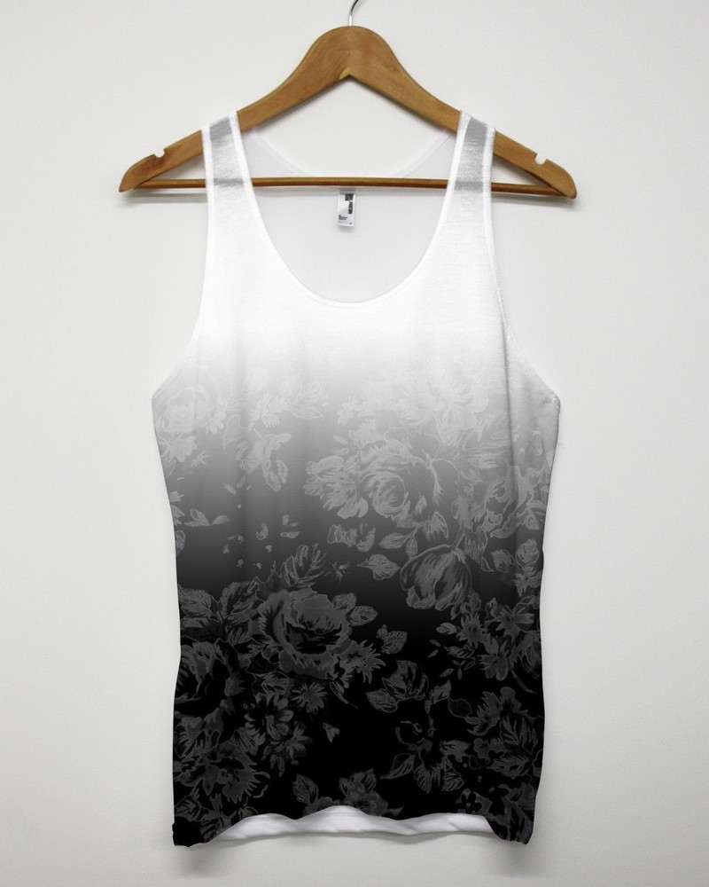 BLACK FLORAL FADE ALL OVER PRINT VEST PATTERN MEN WOMEN SUMMER HIP HOP URBAN NEW