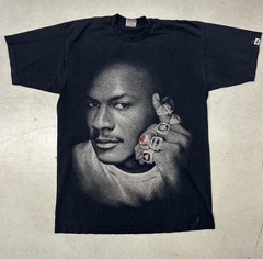 Rare Vintage Michael Jordan 6 Championship Rings Hip Hop Rap Tee Size XL Used