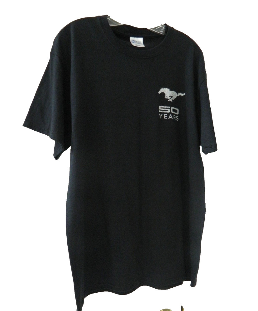 Mens Boss 302 Ford Mustang 50 Anniversary T Shirt Large New NWOT Black SS Cotton