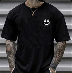 Drip Smiley Face Graphic Tee – Edgy X-Eyes Streetwear T-Shirt