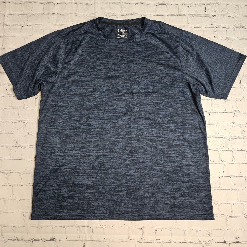 Liberty Pro Mens XL Space Dye Athletic T-Shirt Navy Blue Heathered Performance