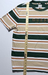 Guess Los Angeles Striped T Shirt Mens Size M Made in India VTG Green Orange Y2K