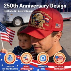 250th Anniversary USA Hat Adjustable United States 250th Anniversary Hat Ret…