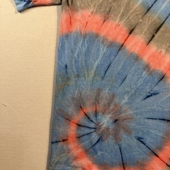 Vintage Tie Dye T Shirt Mens XL Blue Red Gray Anvil Cotton Spiral Tee