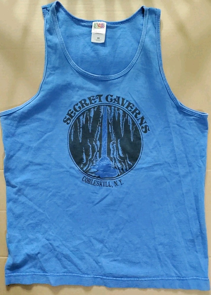 Vtg Mens Large Fruit Of The Loom Heavy Cotton Made In USA Blue Tank Top