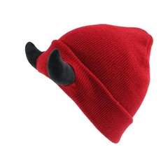 Devil Horn Knitted Beanie Hat for Adult, Novelty Women Men Demon Horns Cap Wi…