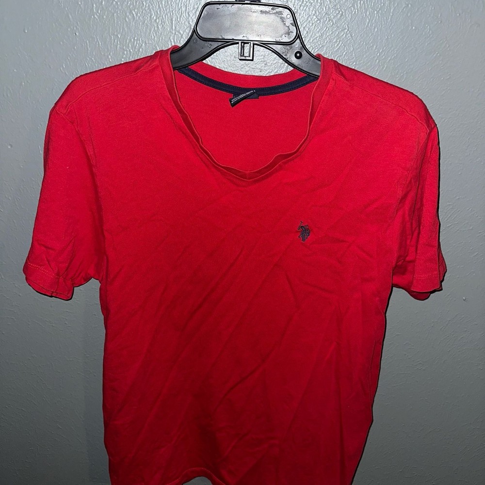 U.S. Polo Assn. Men’s Solid V-Neck Short Sleeve T-Shirt in Engine Red