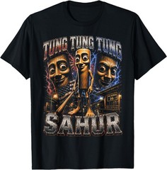 Tung Tung Tung Sahur Triple Face Italian Brainrot Meme T-Shirt