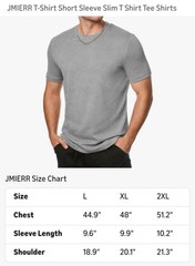 JMIERR Men Slim T Shirt Crew Neck Short Sleeve Gray Comfort Fabric Moisture Wick