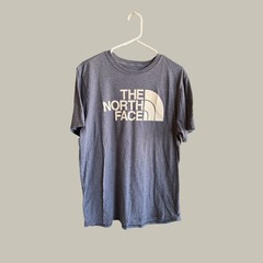 The North Face Mens Large Heather Gray Blue Graphic Logo Short Sleeve T-Shirt